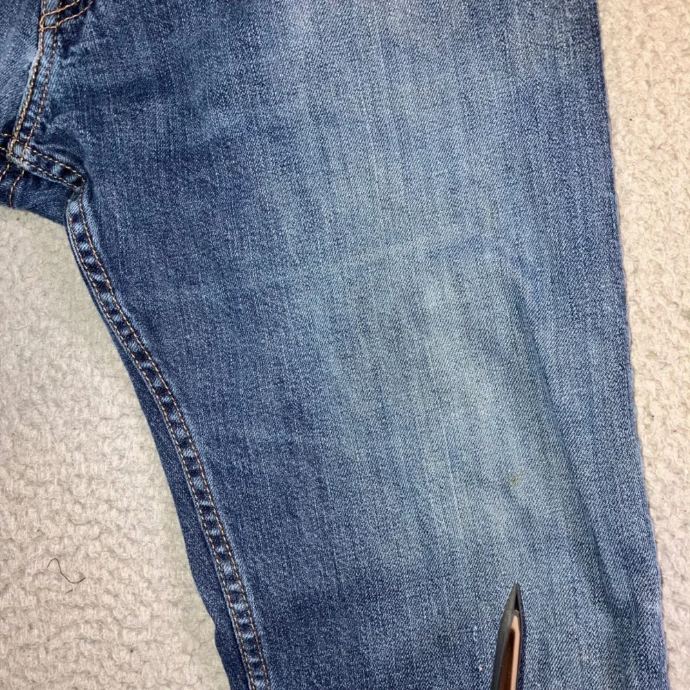 Levi 514 Straight Fit Jeans Mens 34x30 Blue Grunge Distressed Dark Wash Utility